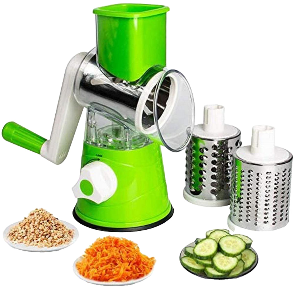 Falari 3-in-1 Tabletop Drum Grater - Rotary Cheese Shredder, Vegetable Slicer &amp; Cutter