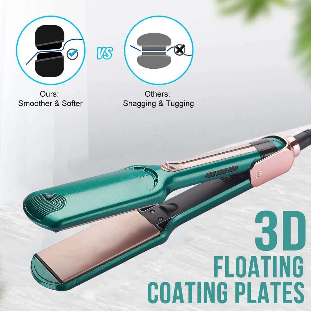 2-in-1 Professional Hair Straightener &amp; Curler - LED Display - Anti-Scalding