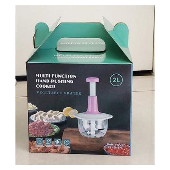 2L Multi-Function Hand-Push Chopper - Vegetable Grater &amp; Meat Chopper - Baby Food Maker