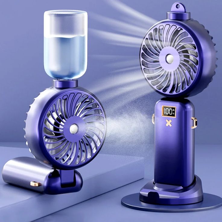 6-in-1 Mini Mist Spray Fan - Digital Battery Display | Rechargeable Hand Fan with Water Spray