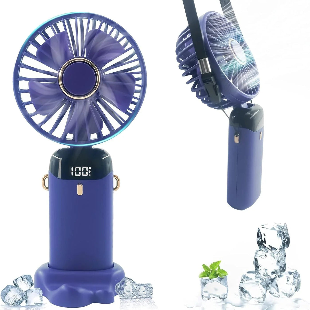 6-in-1 Mini Mist Spray Fan - Digital Battery Display | Rechargeable Hand Fan with Water Spray