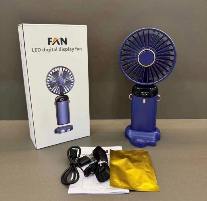 6-in-1 Mini Mist Spray Fan - Digital Battery Display | Rechargeable Hand Fan with Water Spray