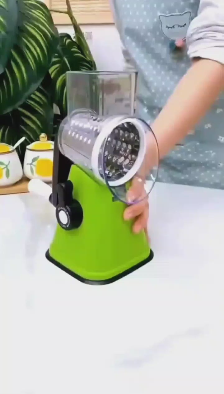 Falari 3-in-1 Tabletop Drum Grater - Rotary Cheese Shredder, Vegetable Slicer &amp; Cutter